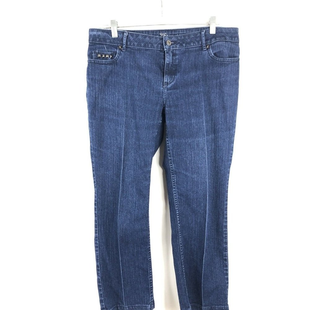 Simply Vera Vera Wang Jeans Women's 12 Straight Pleated Mid Rise Med Wash Casual